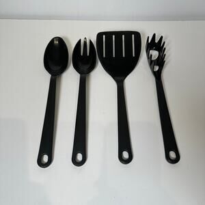 Vintage Tailor Made 4 Piece Kitchen Utensil Nylon Plastic Black Spatula USA